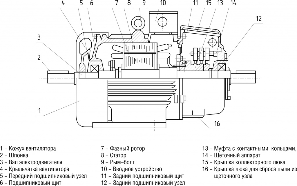 Чертеж асинхронного двигателя с короткозамкнутым ротором